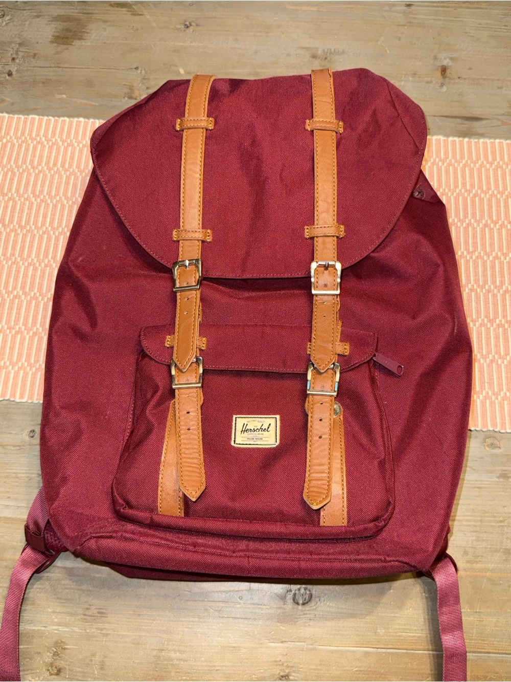Herschel Supply Company Burgundy Backpack with Tan Straps